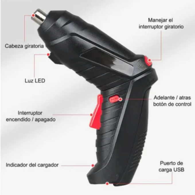Destornillador Eléctrico Recargable Multiusos